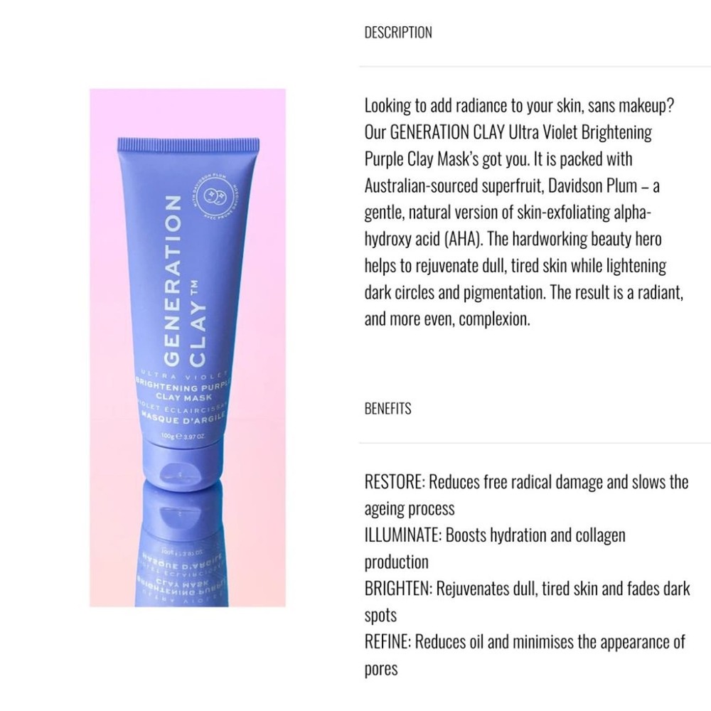 Generation Clay Brightening Ultra Violet Purple Clay Mask, 0.5 fl oz